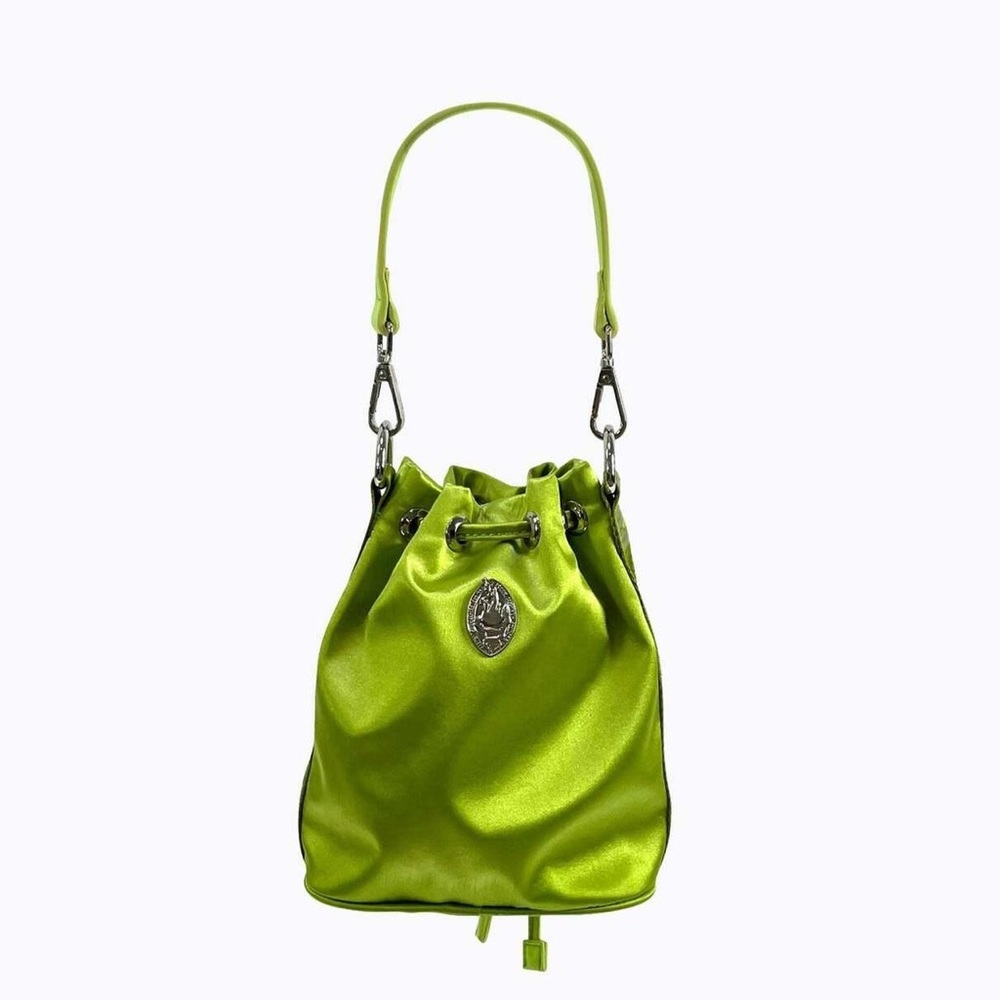Lime Green Satin Bucket Bag